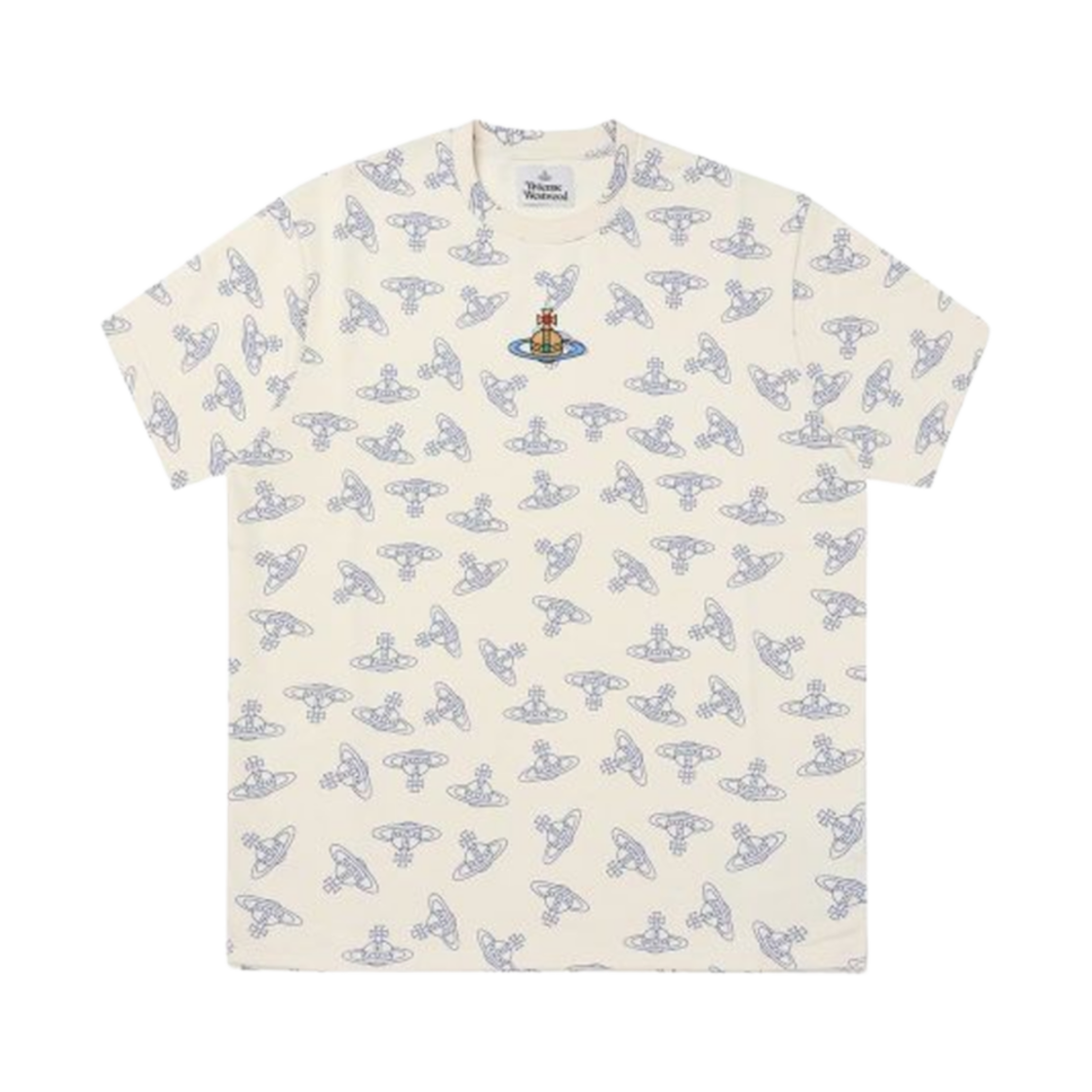 비비안 웨스트우드 오버사이즈 로고 티셔츠 화이트 블루(Vivienne Westwood Oversized Logo T-Shirt White Blue) - 1