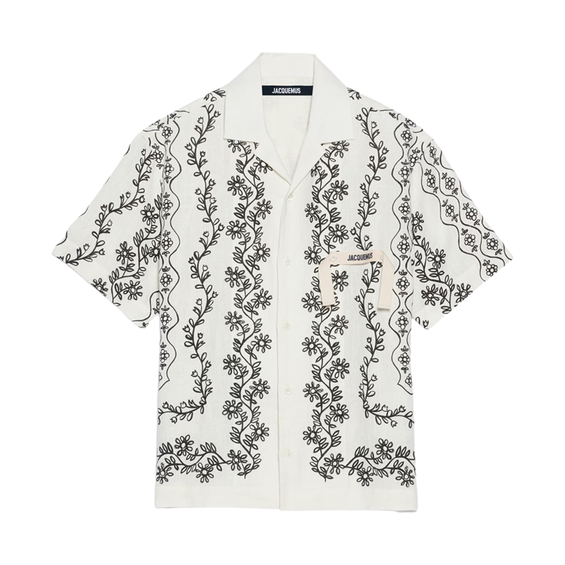 자크뮈스 라 슈미즈 진 플라워 가랜드 볼링 셔츠 프린트 블랙 프로벤칼레 플라워(Jacquemus La Chemise Jean Flower Garland Bowling Shirt Print Black Provencales Flowers) - 1