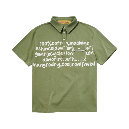 25SUGFST03GN Garments Fab Blanket Stitch Polo Tee Green