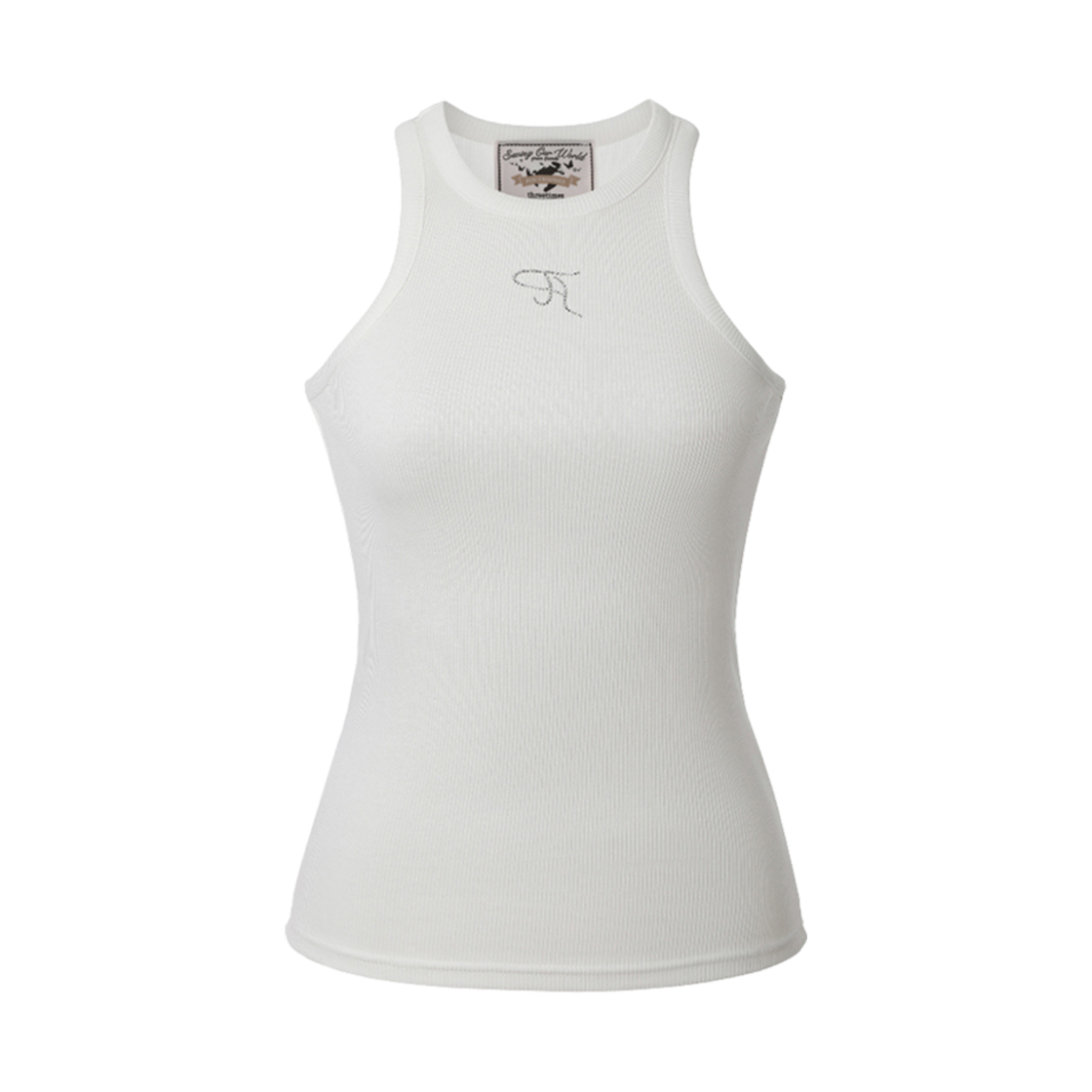 (W) 쓰리타임즈 쥬얼리 탱크 탑 롱 렝스 화이트((W) Threetimes Jewel Tank Top Long Length White)