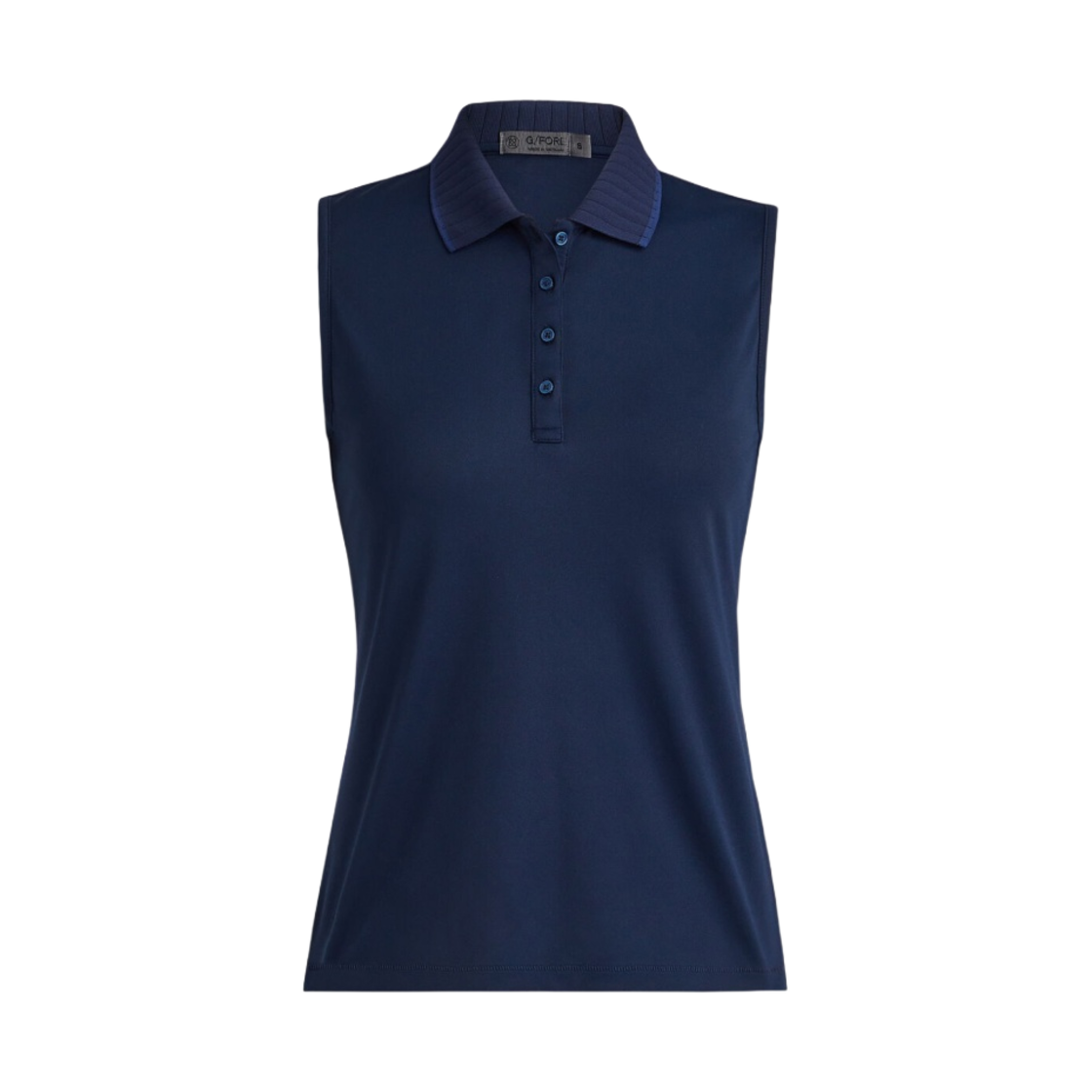 (W) 지포어 플리츠 칼라 테크 피케 슬리브리스 폴로 트와일라잇((W) G/Fore Pleated Collar Tech Pique Sleeveless Polo Twilight) - 1