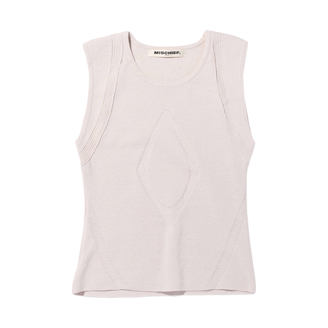 (W) 미스치프 하네스 위브 니트 슬리브리스 라이트 핑크 그레이((W) Mischief Harness Weave Knit Sleeveless Light Pink Grey)
