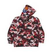 BAPE Map Camo Shark Relaxed Fit Full Zip Hoodie Red