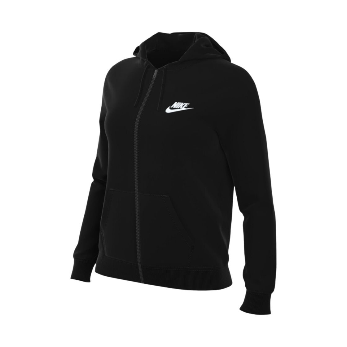 (W) 나이키 NSW 클럽 플리스 풀 집 후드 블랙 - US/EU((W) Nike NSW Club Fleece Full Zip Hoodie Black - US/EU) - 1