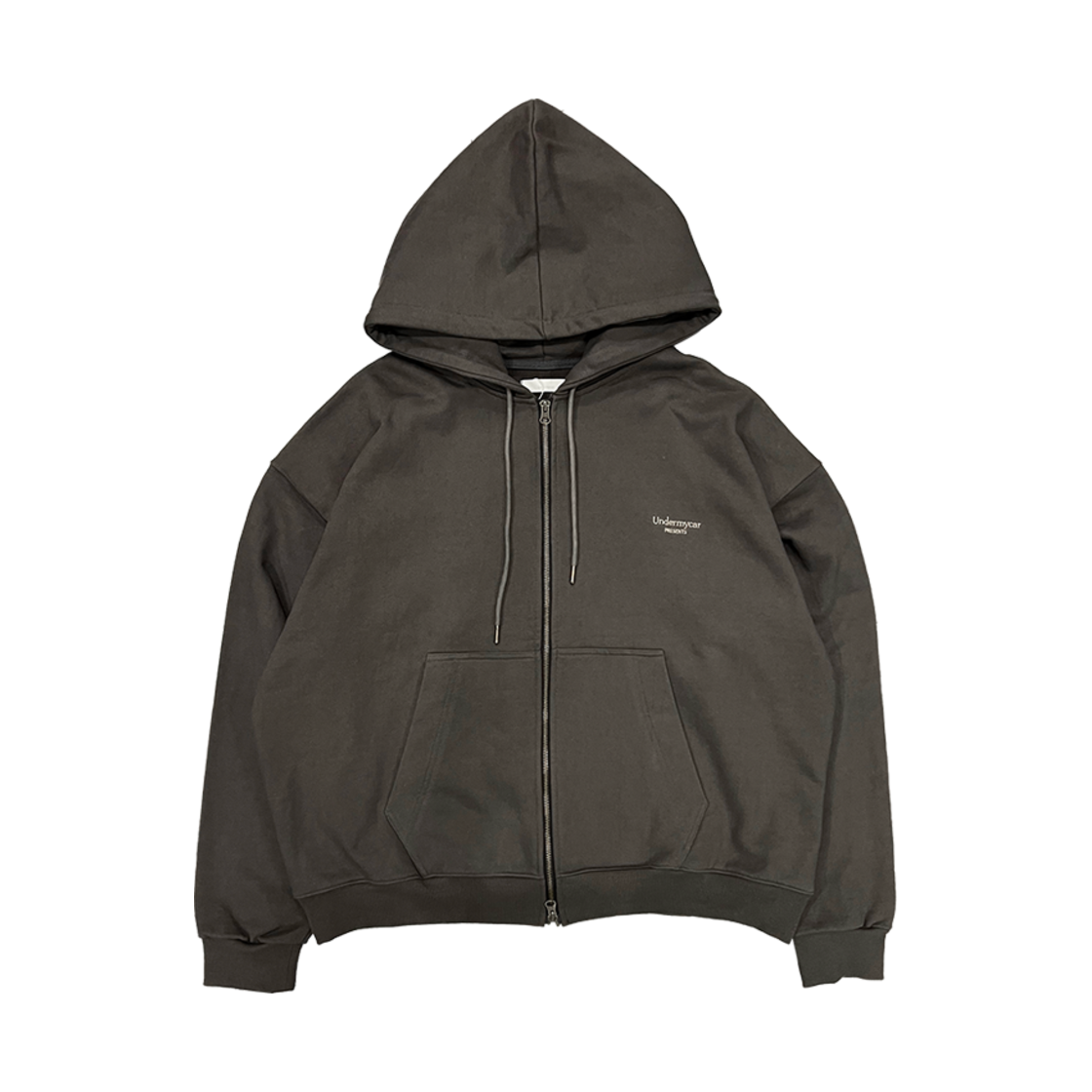 언더마이카 무.56 안티 Fxxking 로고플레이 베이직 후드집업 챠콜(Undermycar Mu.56 Anti Fxxking Logo Play Basic Hood ZipUp Charcoal)