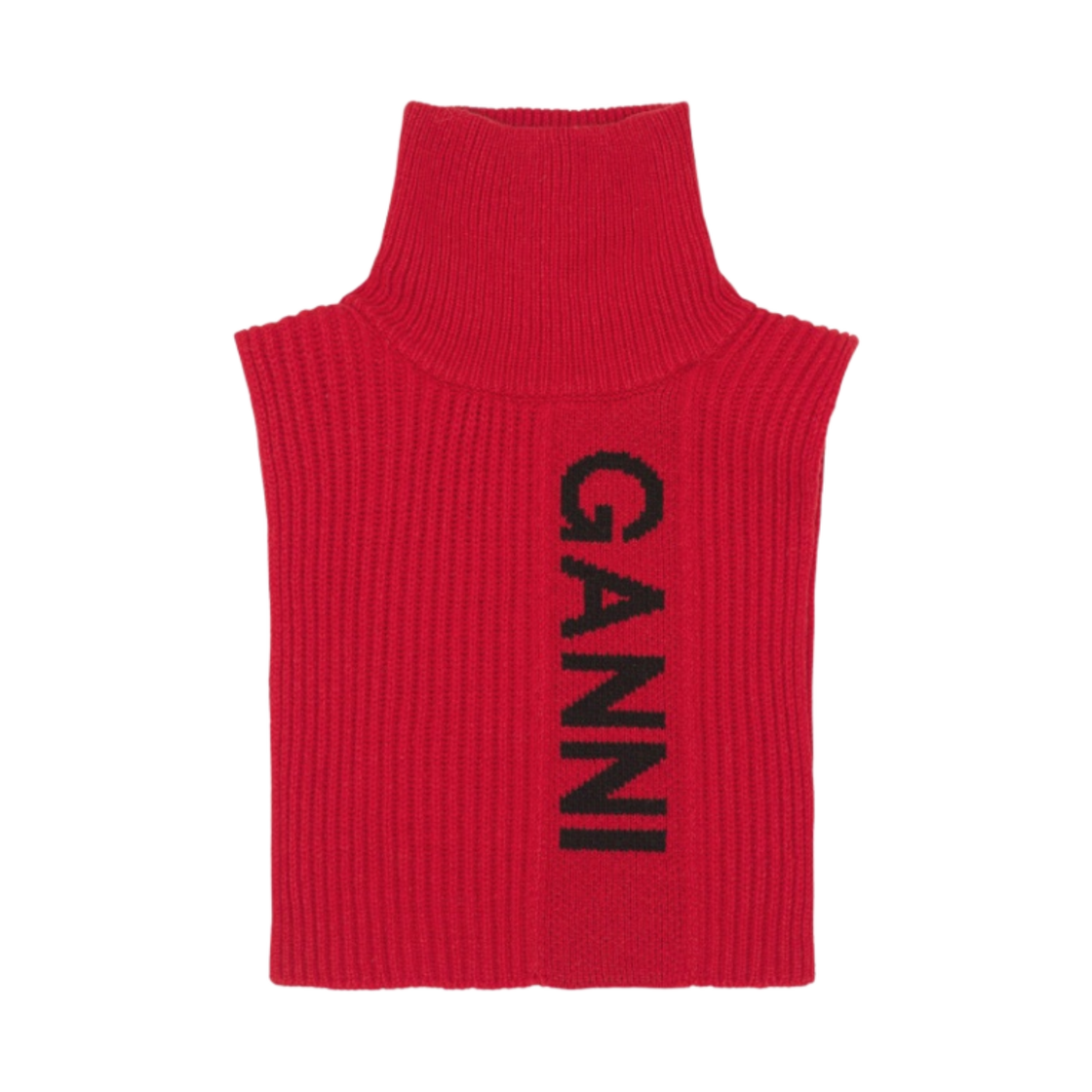 (W) 가니 스트럭처드 립 니트 빕 파이어리 레드((W) Ganni Structured Rib Knit Bib Fiery Red) - 1
