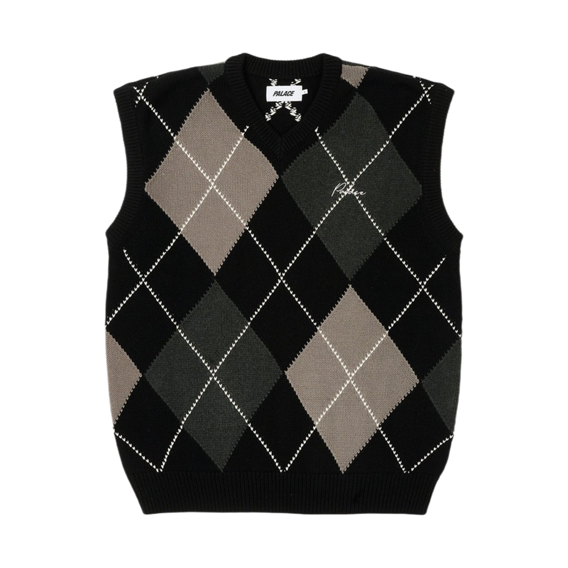 팔라스 아가일 니트 베스트 블랙 그레이 - 23FW(Palace Argyle Knit Vest Black Grey - 23FW) - 1
