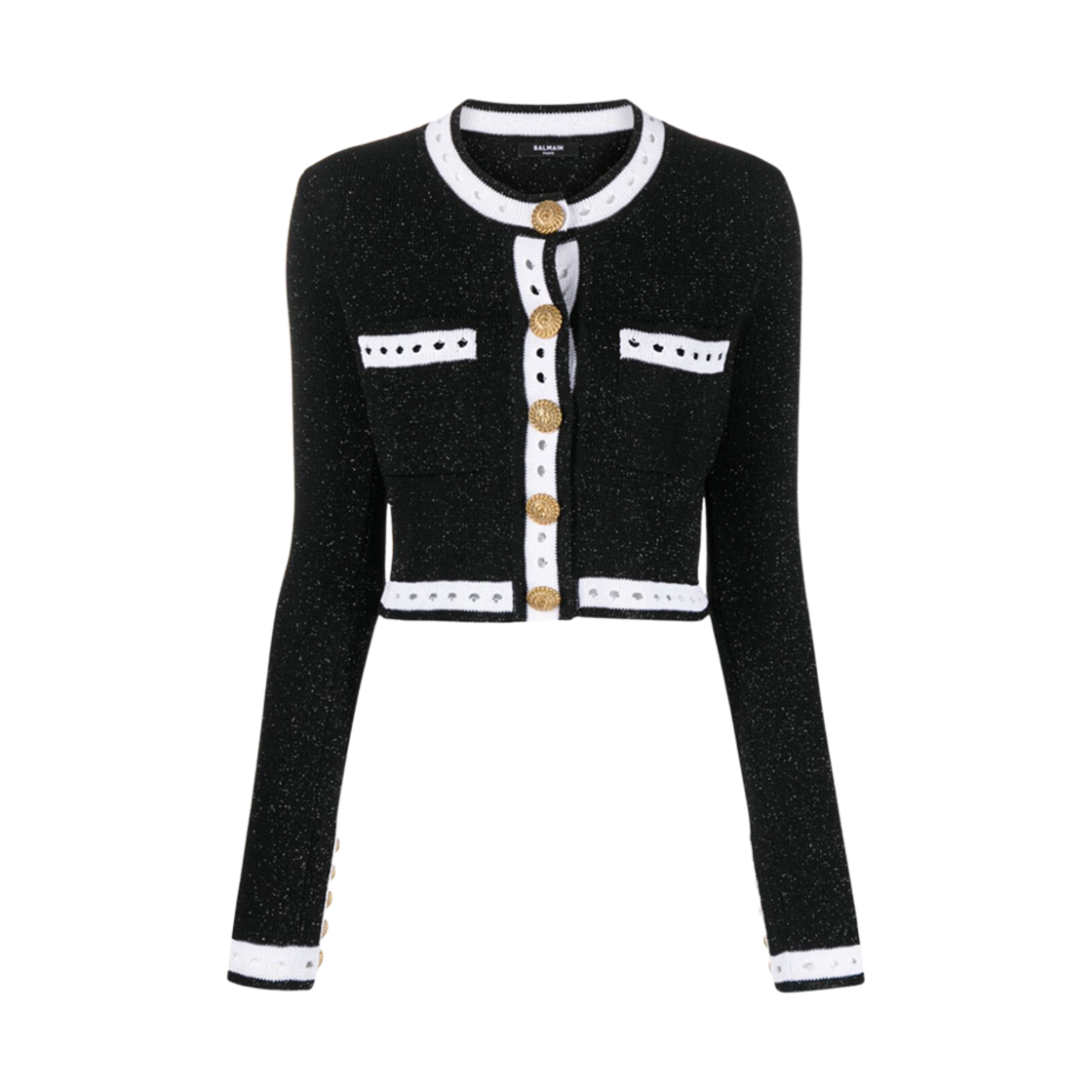 BF1KL101KE74EHQ (W) Balmain Long Sleeve Button Fastening Cardigan Black