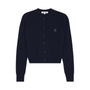 (W) Maison Kitsune Bold Fox Head Patch Regular Cardigan Ink Blue