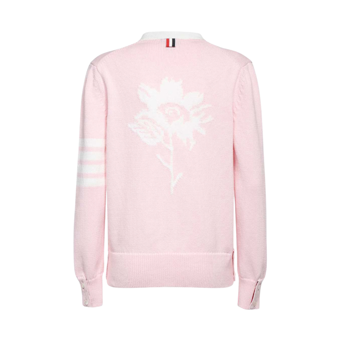 (W) 톰브라운 코튼 저지 플라워 사선 브이넥 가디건 라이트 핑크((W) Thom Browne Cotton Jersey Flower 4-Bar V-Neck Cardigan Light Pink) - 2