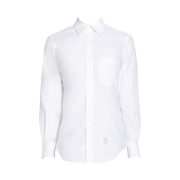 Thom Browne Oxford Embroidery Half Drop Sky Icon Classic Fit Shirt White