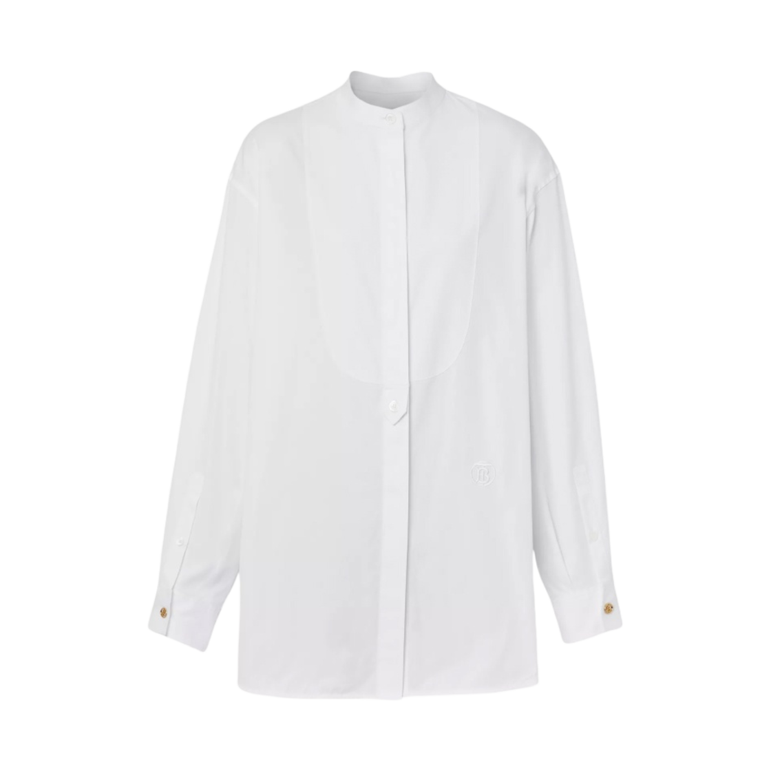 (W) 버버리 모노그램 모티프 코튼 오버사이즈 셔츠 옵틱 화이트((W) Burberry Monogram Motif Cotton Oversized Shirt Optic White) - 1