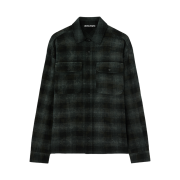 PALM ANGELS M Curved Logo Check Shirt Ls Military Grey