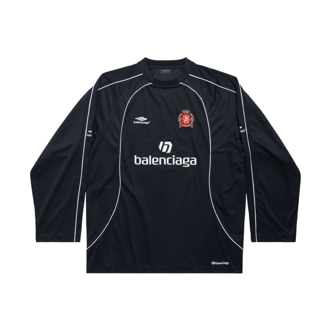 발렌시아가 사커 시리즈 파리 사커 롱슬리브 오버사이즈 티셔츠 블랙