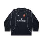 Balenciaga Soccer Series Paris Soccer Long Sleeve Oversized T-Shirt Black