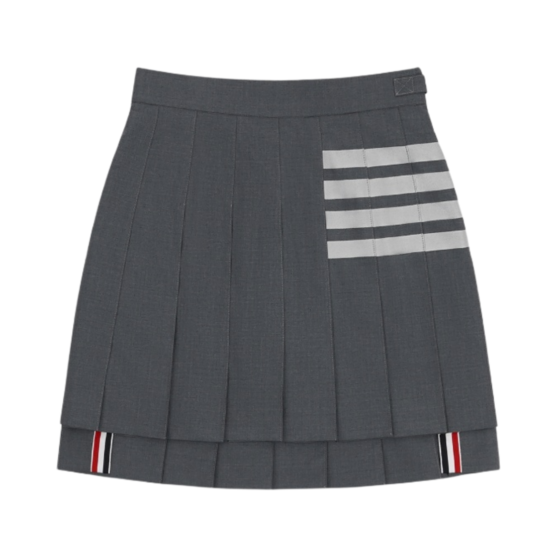 FGC402V-06146-035 (W) Thom Browne Plain Weave Mini Pleated 4-Bar Skirt Medium Grey