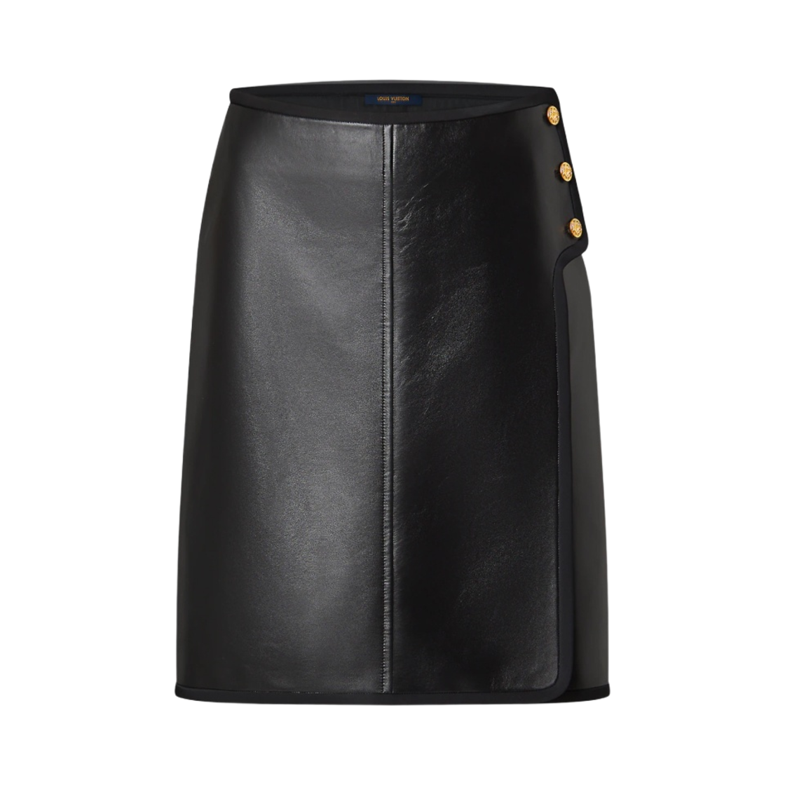 (W) 루이비통 레더 에이프런 탭 미니 랩 스커트 블랙((W) Louis Vuitton Leather Apron Tab Mini Wrap Skirt Black) - 1