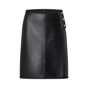 (W) Louis Vuitton Leather Apron Tab Mini Wrap Skirt Black