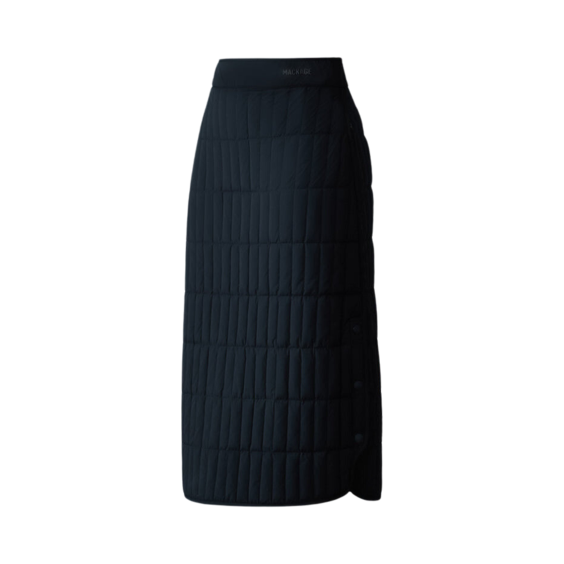 (W) 맥카지 안야 버티컬 퀼티드 다운 미디 스커트 블랙((W) Mackage Anja Vertical Quilted Down Midi Skirt Black)