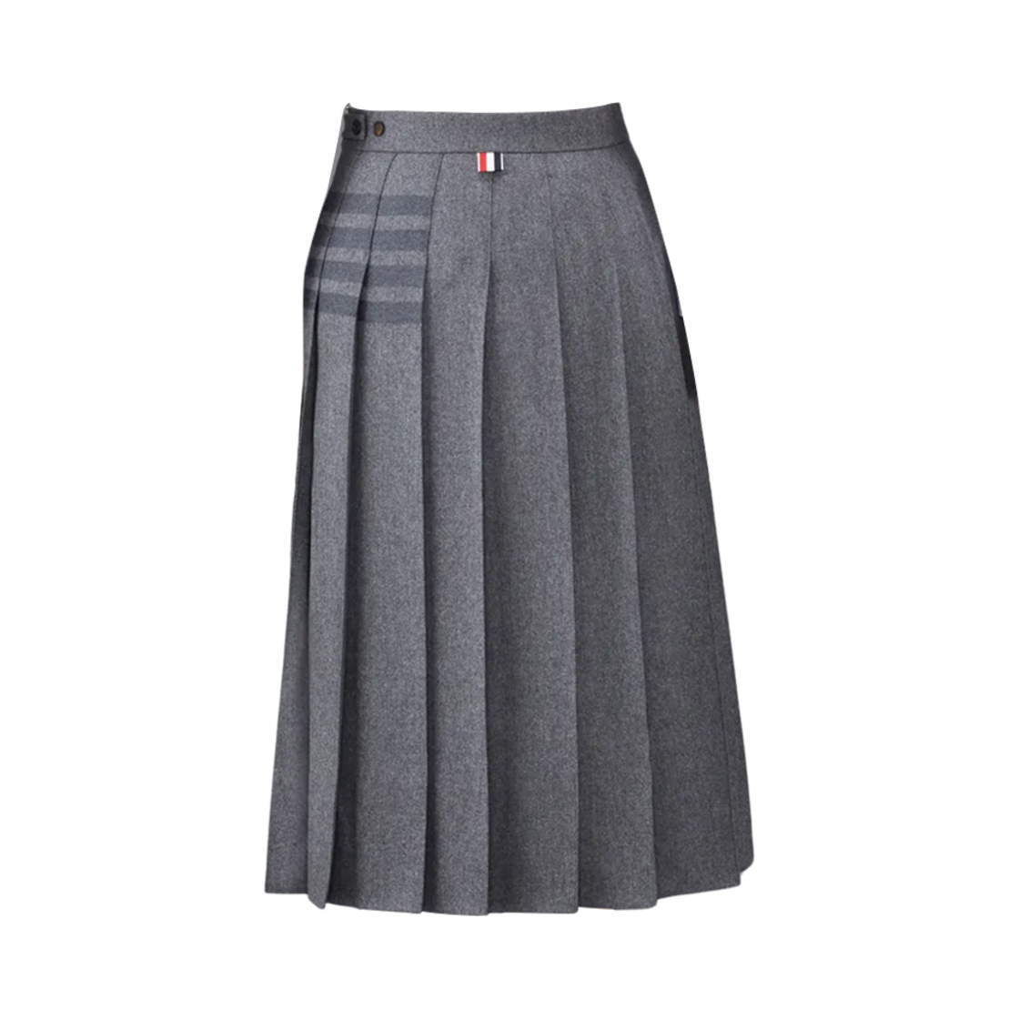 (W) 톰브라운 플란넬 사선 플리츠 미디 스커트 미디움 그레이((W) Thom Browne Flannel 4-Bar Pleated Midi Skirt Medium Grey) - 2