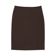 (W) Mischief Slit Midi Skirt Brown
