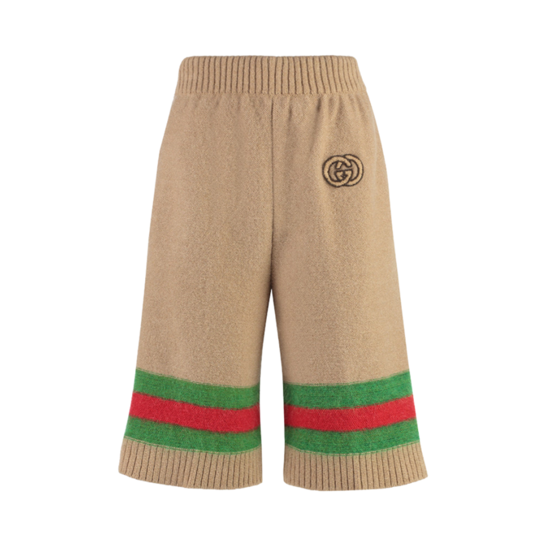 748931-XKDGL-2448 (W) Gucci Interlocking GG Logo Wool Mohair Blend Shorts Camel Green