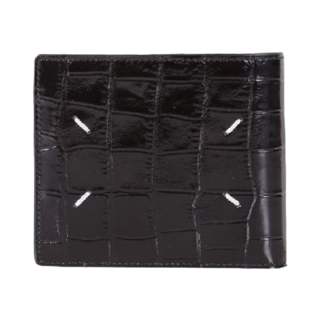 S35UI0435P4517T8013 Maison Margiela Bovine Leather Crocodile Print Bi-Fold Wallet Black