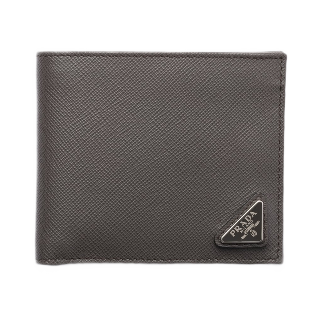 2MO513-QHH-F0170 Prada Saffiano Leather Wallet Smoky Gray