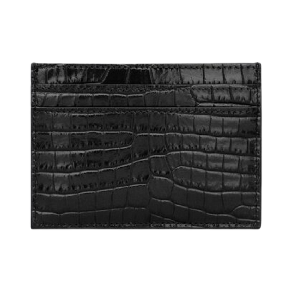 생로랑 크로커다일 엠보스드 샤이니 레더 카산드라 카드 케이스 블랙(Saint Laurent Cassandre Card Case in Crocodile Embossed Shiny Leather Black) - 2