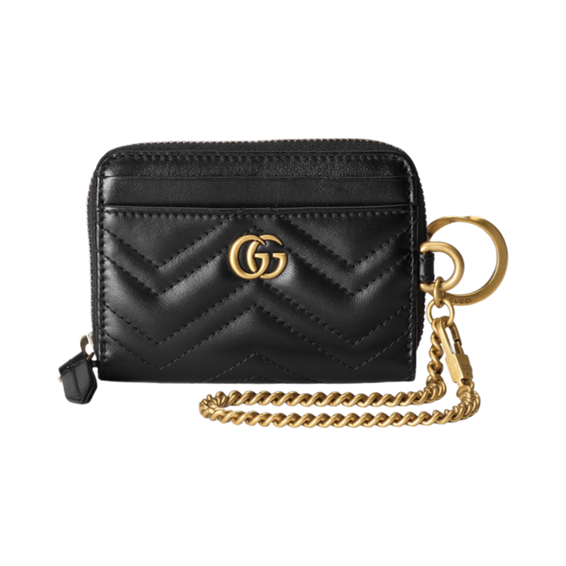 구찌 GG 마몽 카드 케이스 지갑 블랙 레더(Gucci GG Marmont Card Case Wallet Black Leather) - 1