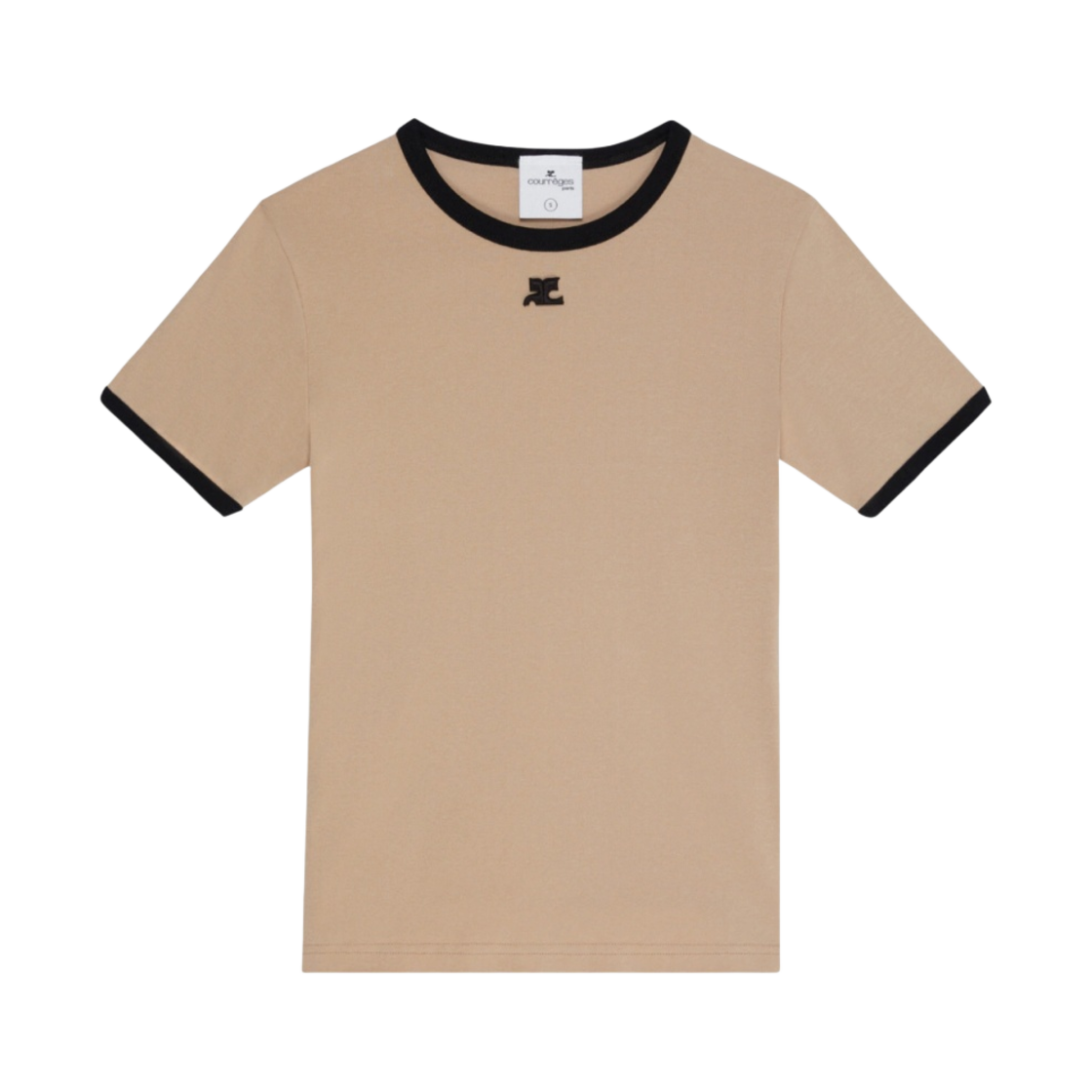 (W) 꾸레쥬 범피 콘트라스트 티셔츠 샌드 블랙