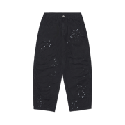 NOMANUAL Painted Double Knee Pants Washed Black