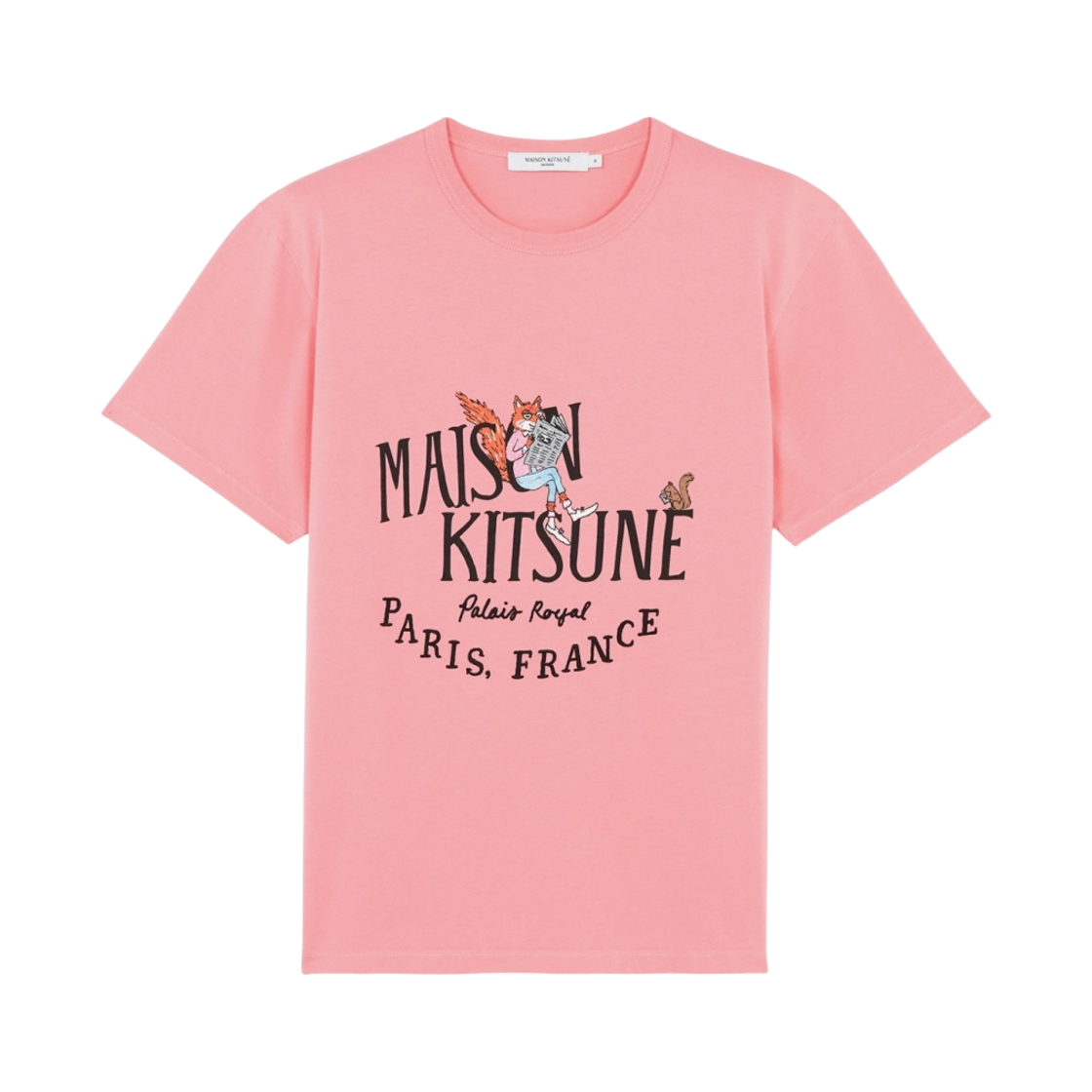 IM00105KJ0008-P619 Maison Kitsune Oly Palais Royal News Classic T-Shirt Bubble Gum Pink