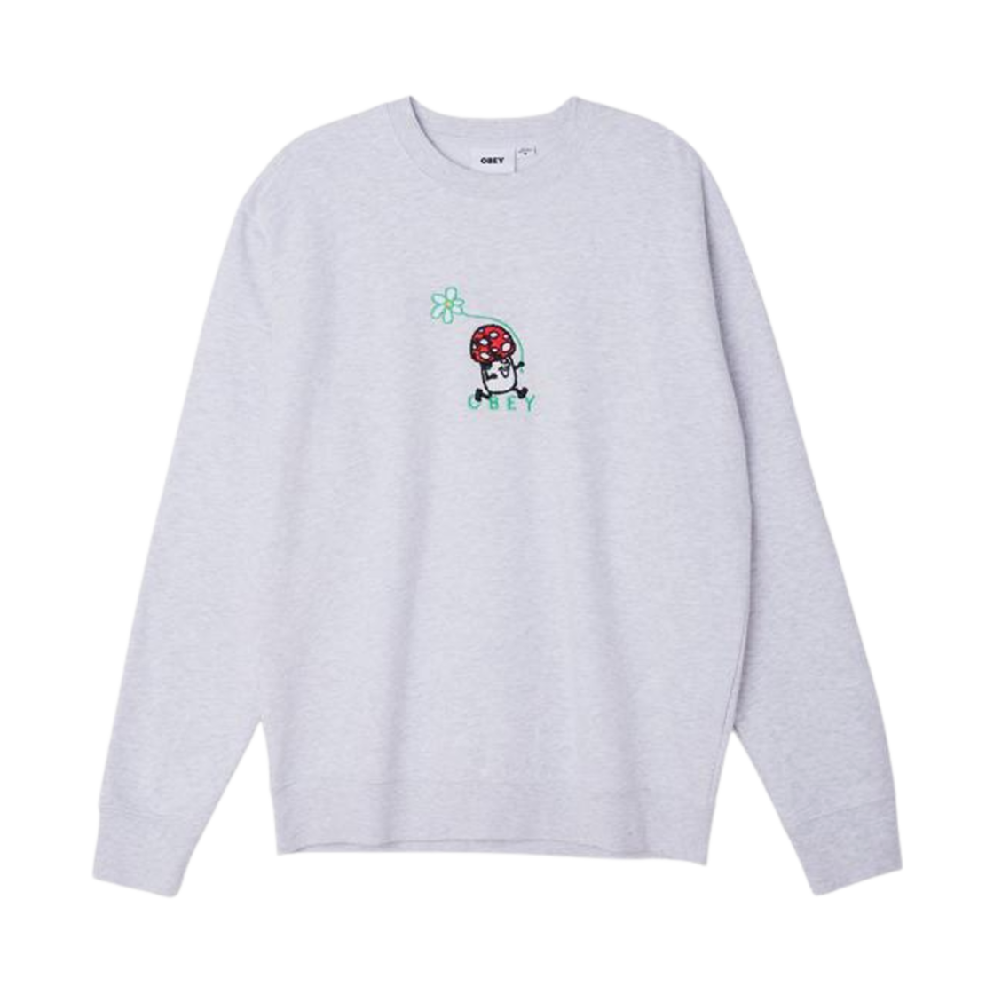 112480111 Obey Happy Shroom Sweatshirt Ash Grey