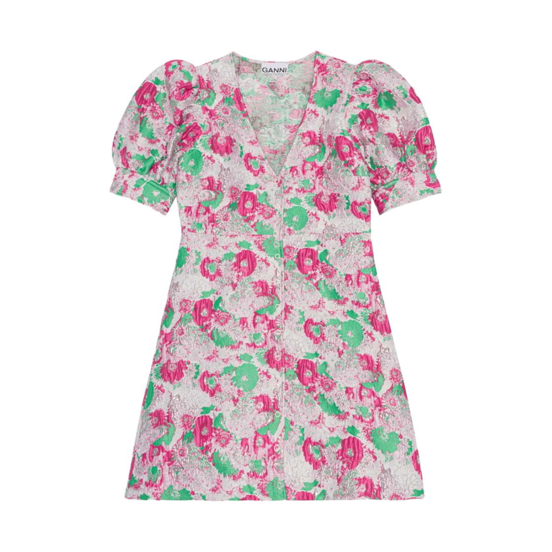 (W) 가니 3D 자카드 미니 드레스 슈가 플럼((W) Ganni 3D Jacquard Mini Dress Sugar Plum) - 1