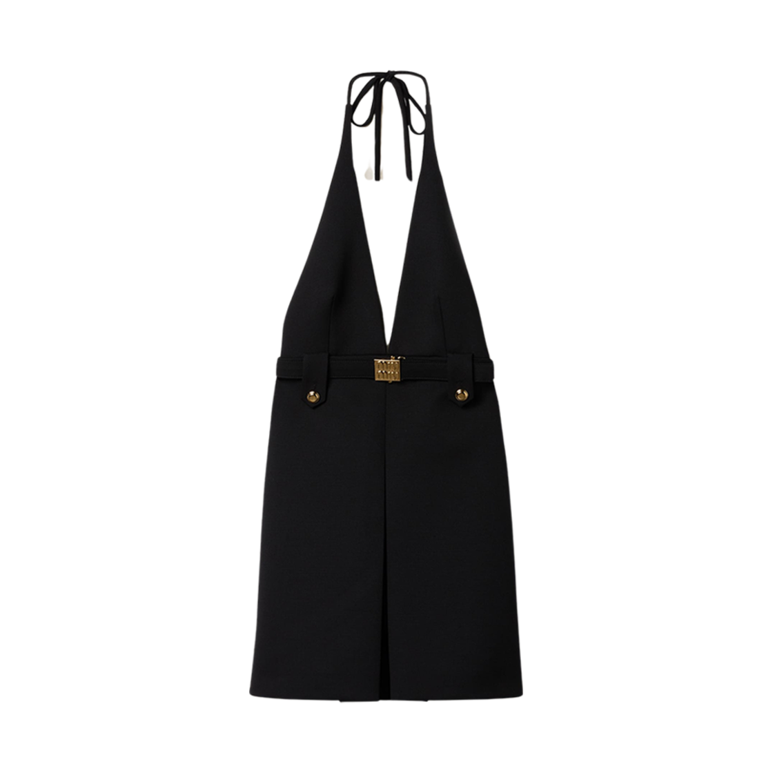 MF5483-1R1-F0002 (W) Miu Miu Grain De Poudre Halter Dress Black