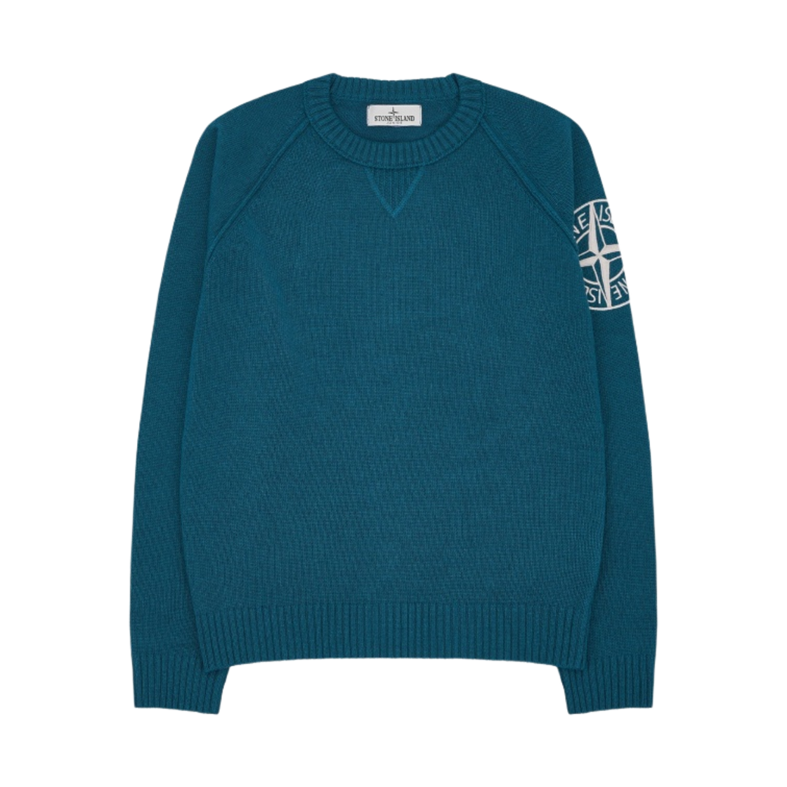 (키즈) 스톤 아일랜드 507A1 스타킹 스티치 캐시미어 울 크루넥 니트 코발트 블루 - 22FW((Kids) Stone Island 507A1 Stocking Stitch Cashmere Wool Crewneck Knit Cobalt Blue - 22FW) - 1