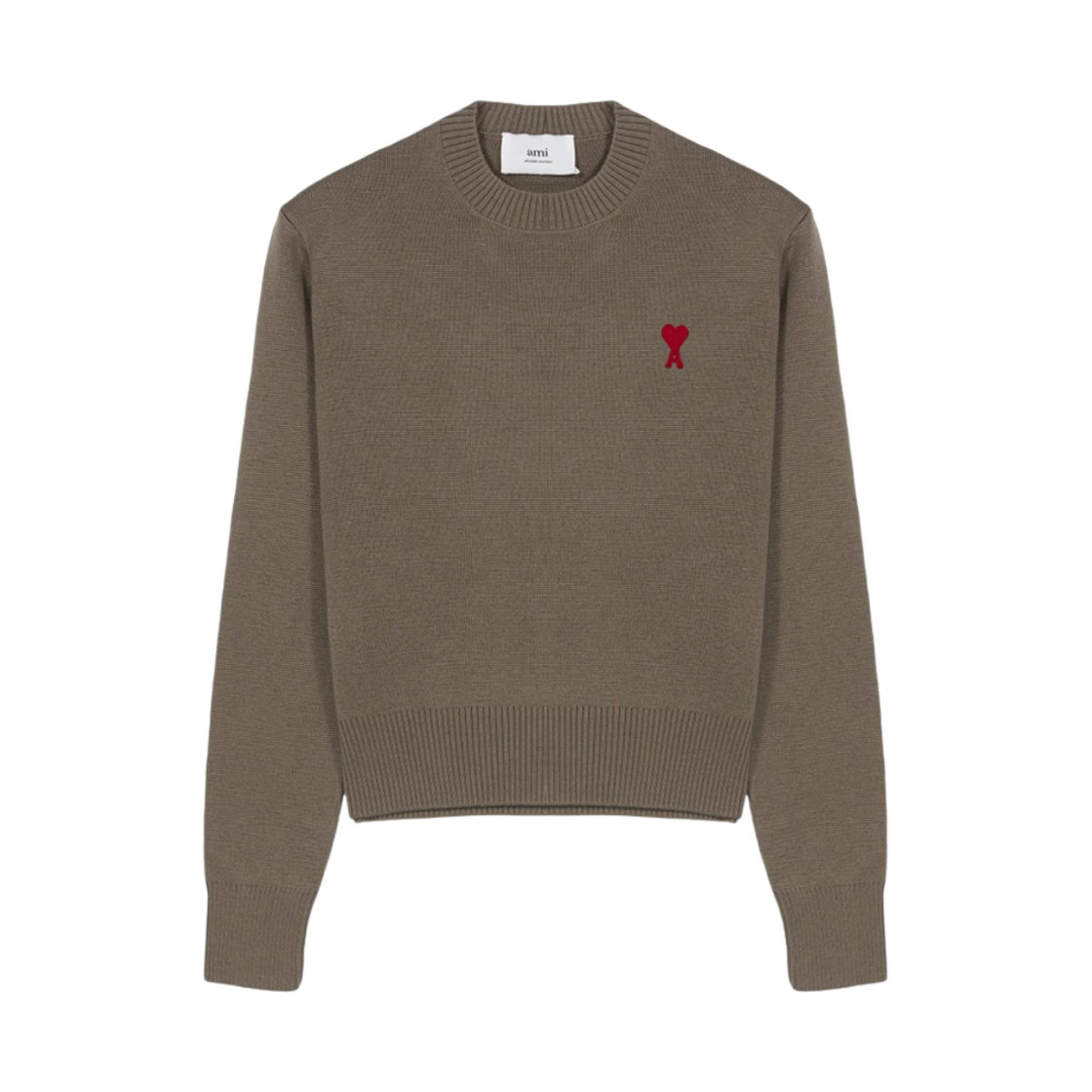 (W) 아미 스몰 하트 로고 스웨터 토프((W) AMI de Coeur Sweater Taupe) - 1