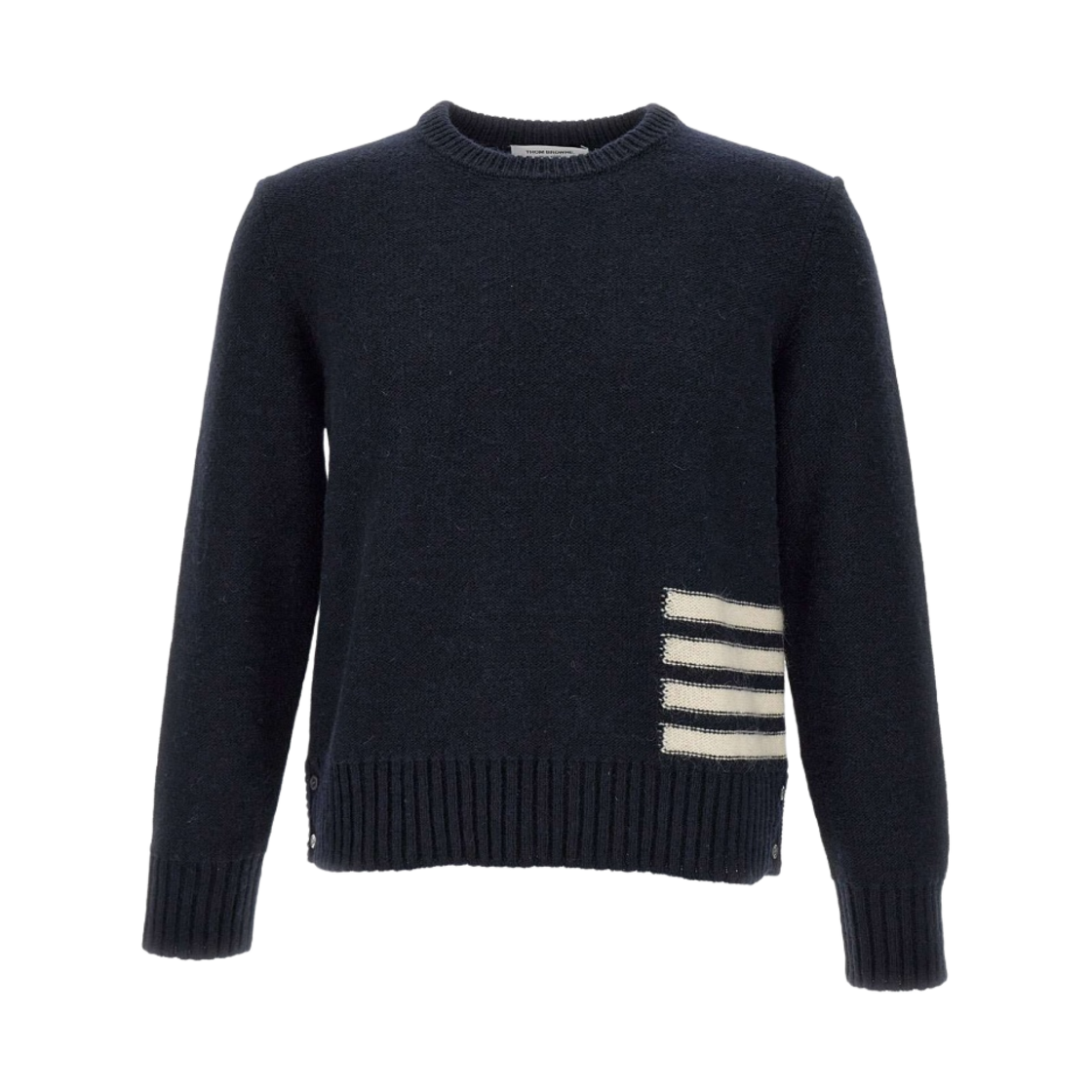 MKA448A-Y1032-415 Thom Browne Jersey Stitch Donegal 4-Bar Crew Neck Pullover Navy