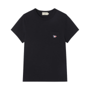 (W) Maison Kitsune Tricolor Fox Patch Classic Pocket T-Shirt Black