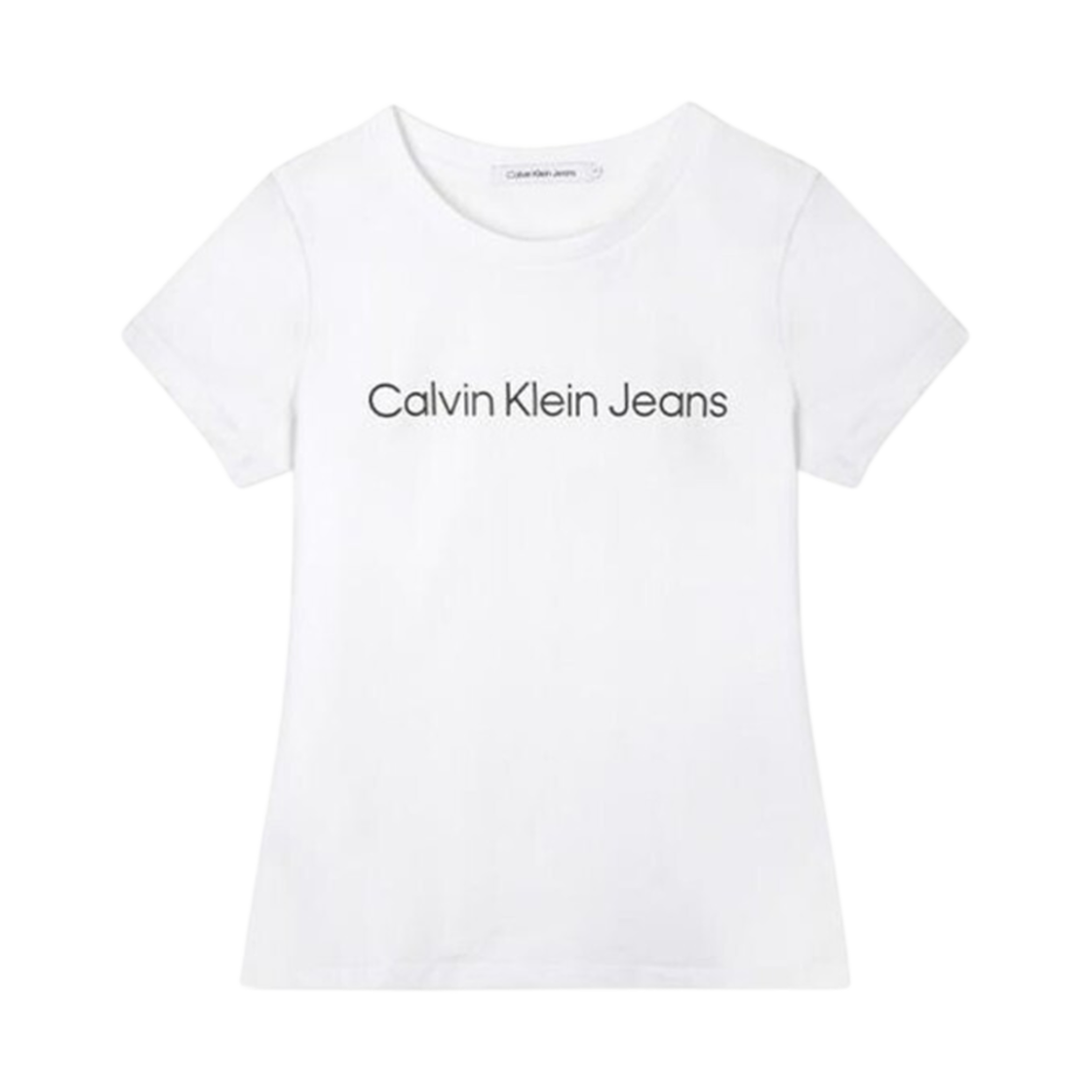 (W) 캘빈 클라인 클래식 CK 인스티튜셔널 로고 숏슬리브 티셔츠 화이트((W) Calvin Klein Classic CK Institutional Logo Short Sleeve T-Shirt White)