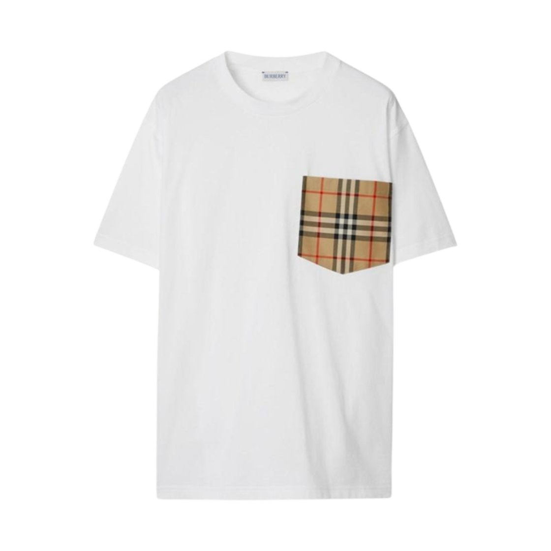 8103971 Burberry Check Pocket T-Shirt White