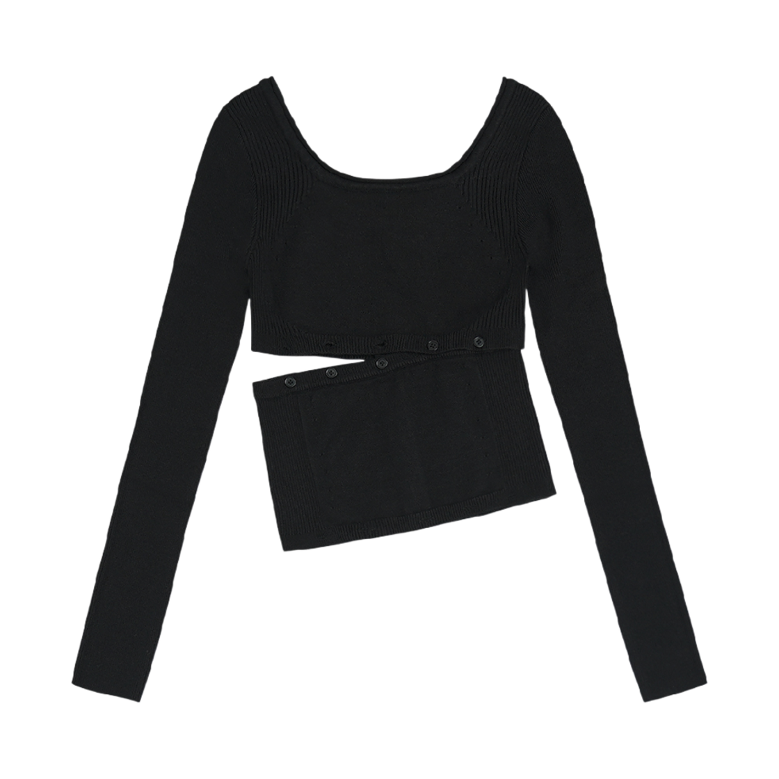 오호스 아이 플루이드 니트 탑 블랙