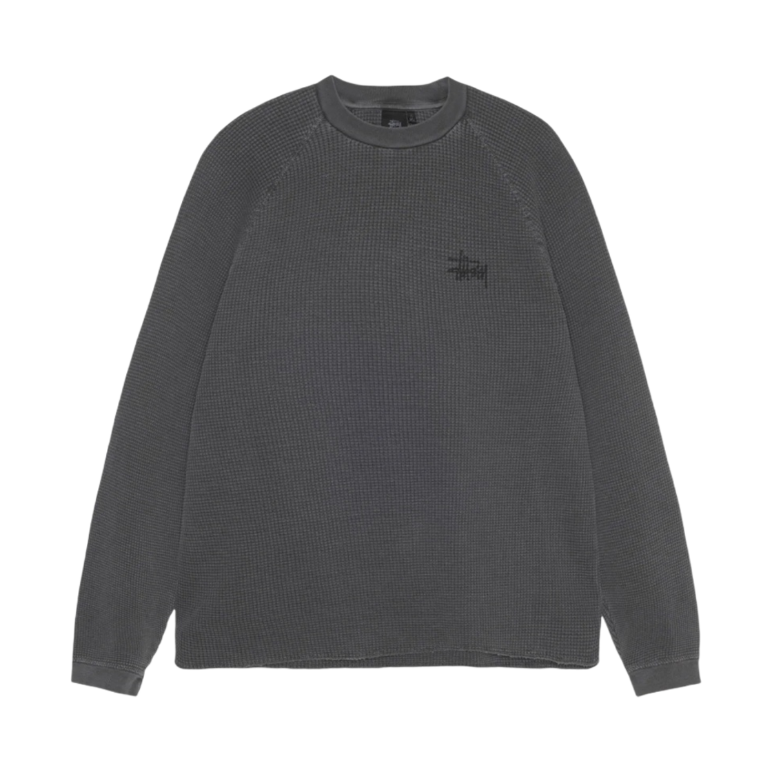 스투시 래글런 써멀 롱슬리브 크루 워시드 블랙 | Stussy | KREAM