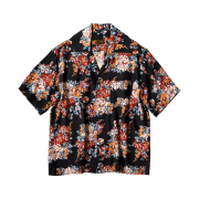 Kapital Silk Rayon Champagne Maria Pattern Wrangle Collar Aloha Shirt Black
