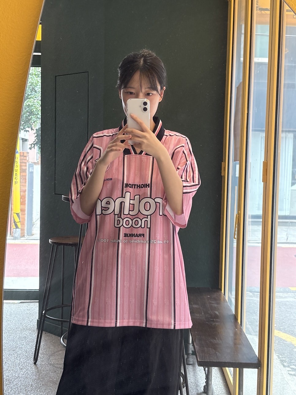 HIGHTIDE FRANKIE Frankie  FC Jersey T-shirt Pink 착용 스타일 - 2