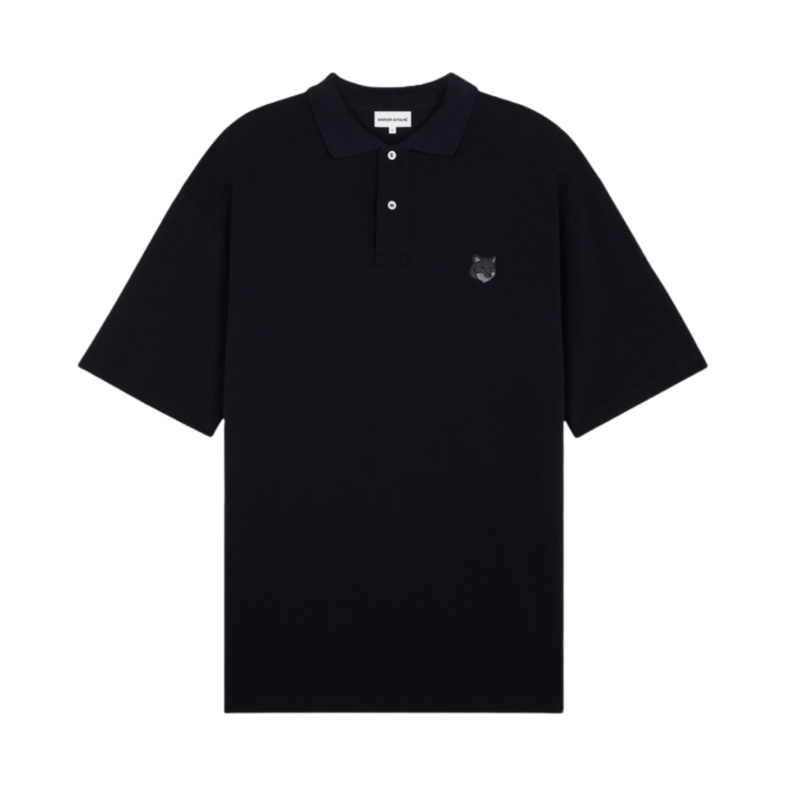 메종 키츠네 볼드 폭스 헤드 패치 오버사이즈 폴로 블랙(Maison Kitsune Bold Fox Head Patch Oversize Polo Black)