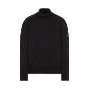 Stone Island 505A2 Winter Cotton Turtleneck Knit Black - 23FW