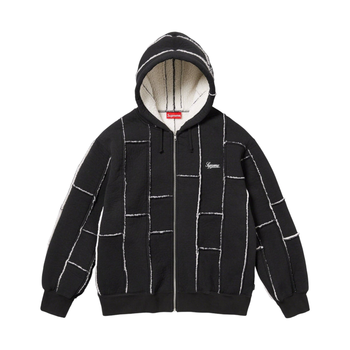- Supreme Faux Shearling Zip Up Hooded Sweatshirt Black - 23FW