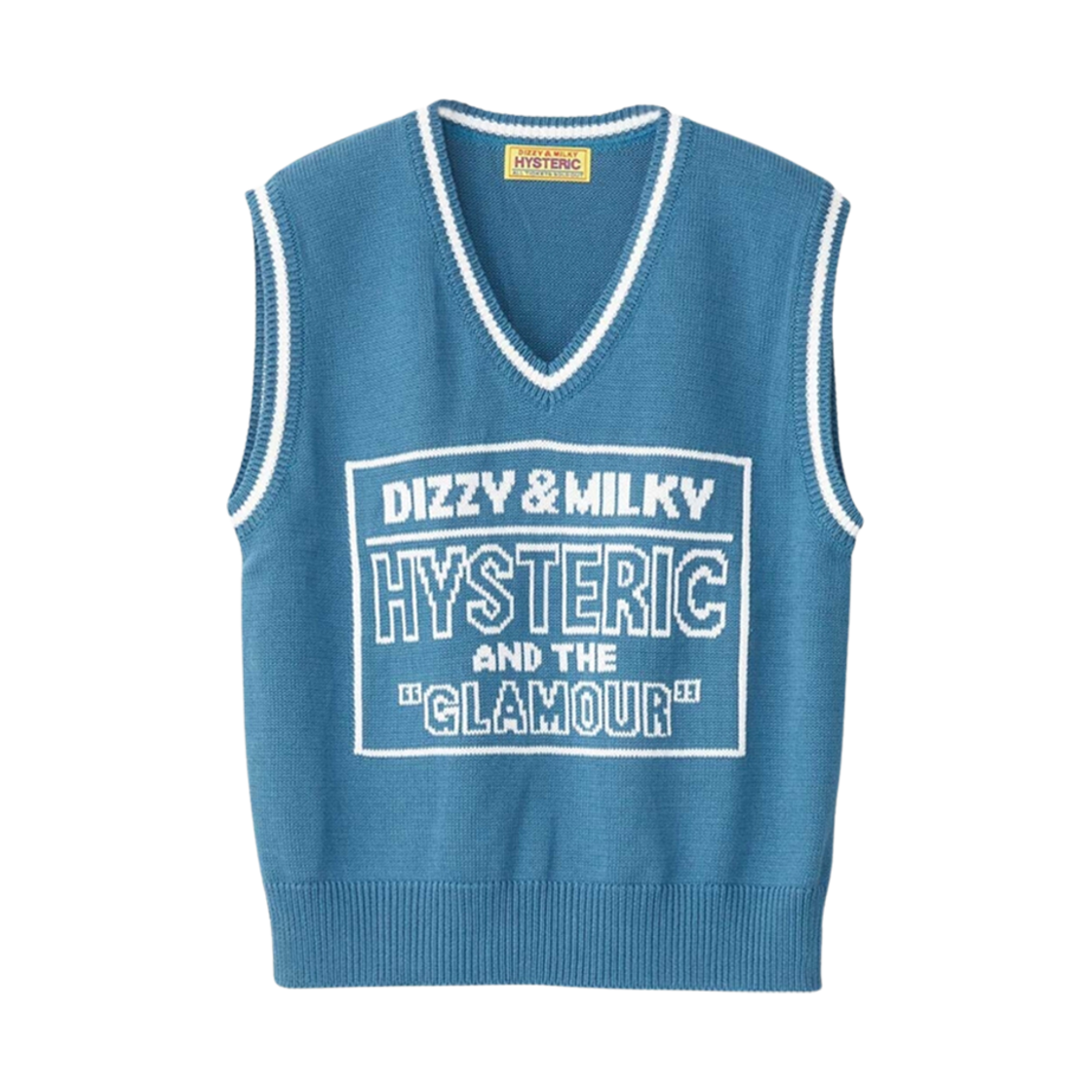 (W) 히스테릭 글래머 디지 & 밀키 자카드 베스트 블루((W) Hysteric Glamour Dizzy & Milky Jacquard Vest Blue) - 1